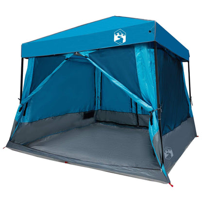 Camping Tent Set Folding 2 pcs Blue Taffeta and Fabric