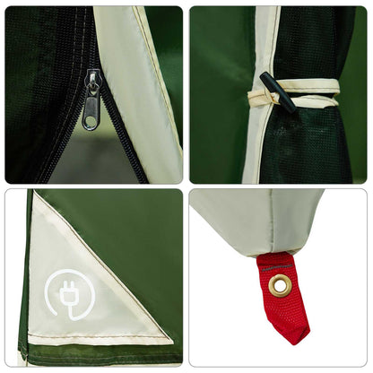 Camping Tent Set Folding 2 pcs Green Taffeta and Fabric