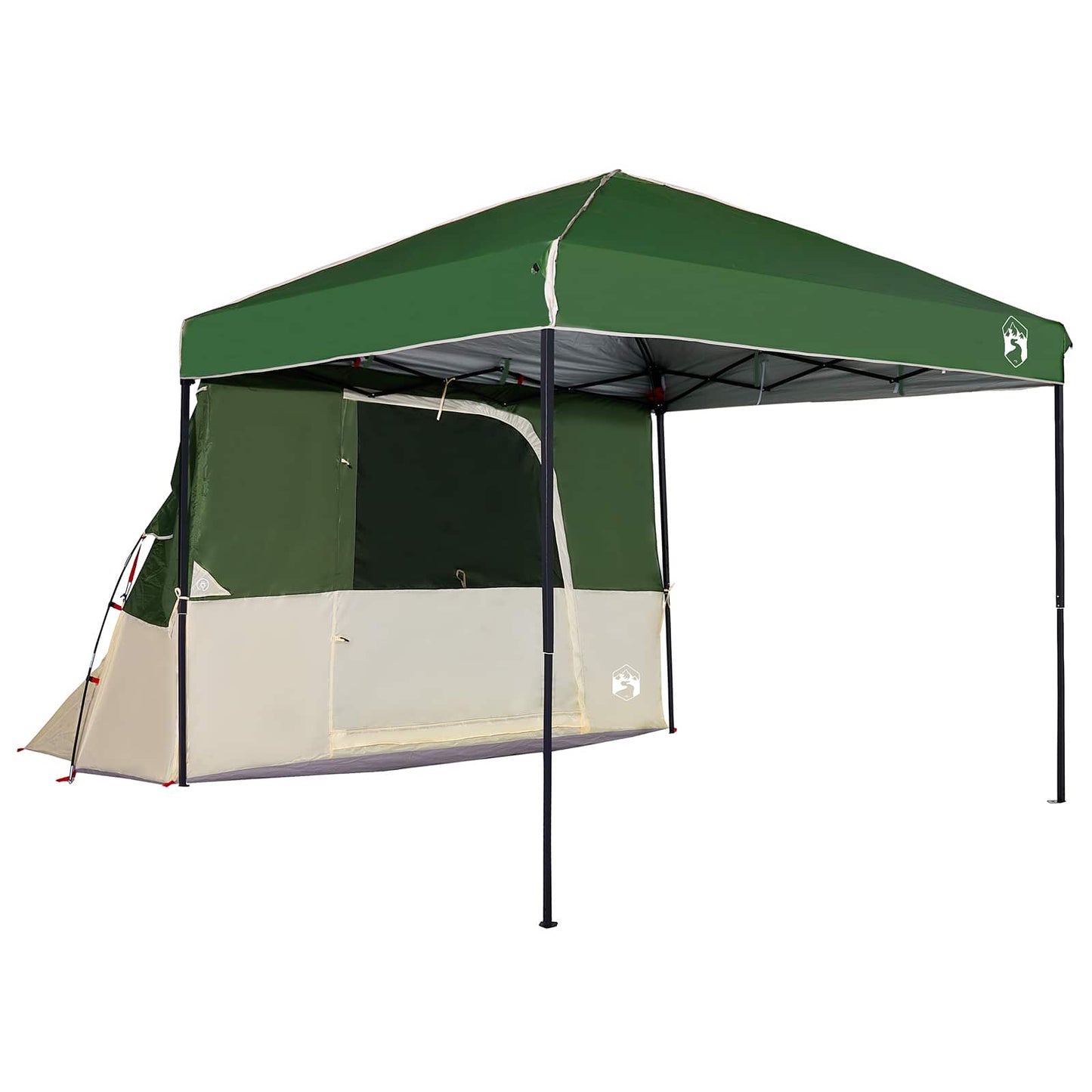 Camping Tent Set Folding 2 pcs Green Taffeta and Fabric