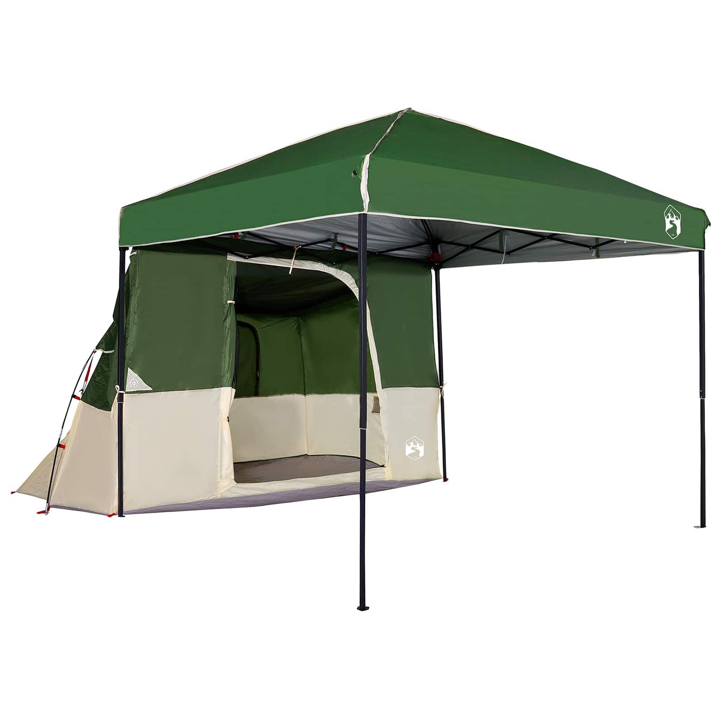 Camping Tent Set Folding 2 pcs Green Taffeta and Fabric