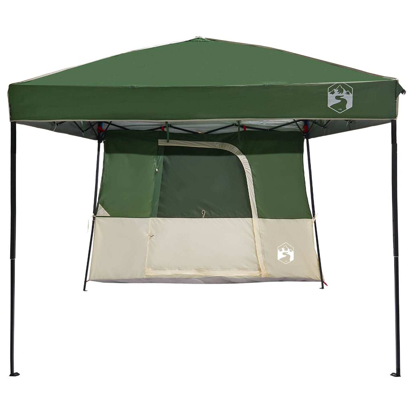 Camping Tent Set Folding 2 pcs Green Taffeta and Fabric