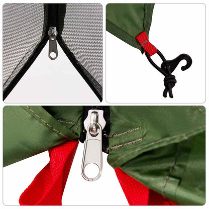 Camping Tent Set Folding 2 pcs Green Taffeta and Fabric