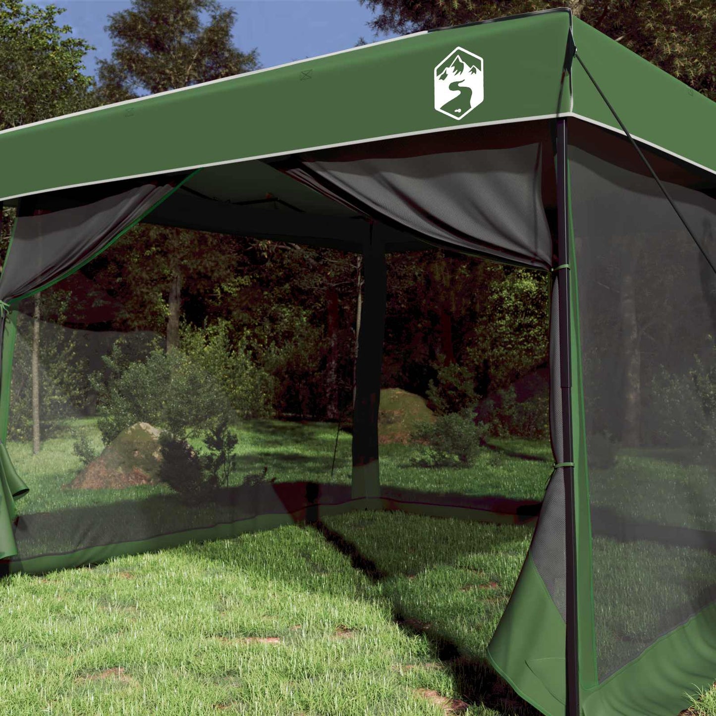 Camping Tent Set Folding 2 pcs Green Taffeta and Fabric