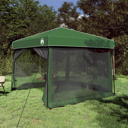 Camping Tent Set Folding 2 pcs Green Taffeta and Fabric