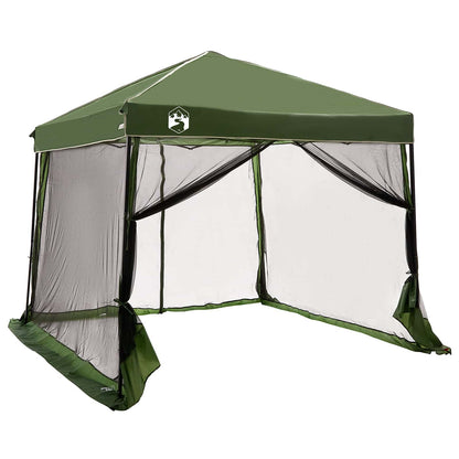 Camping Tent Set Folding 2 pcs Green Taffeta and Fabric