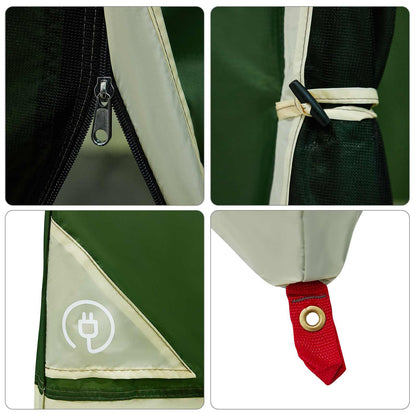 Camping Tent Set Folding 2 pcs Green Taffeta and Fabric