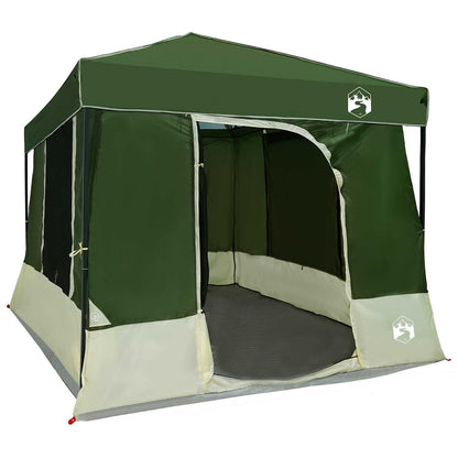 Camping Tent Set Folding 2 pcs Green Taffeta and Fabric