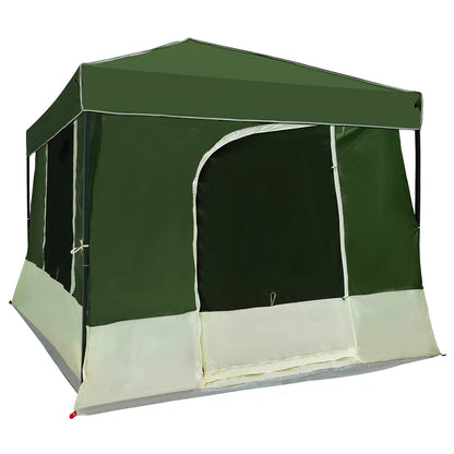 Camping Tent Set Folding 2 pcs Green Taffeta and Fabric