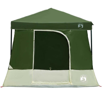 Camping Tent Set Folding 2 pcs Green Taffeta and Fabric