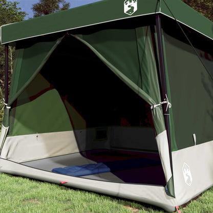 Camping Tent Set Folding 2 pcs Green Taffeta and Fabric