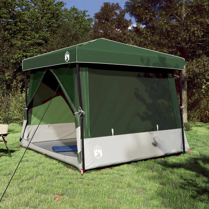 Camping Tent Set Folding 2 pcs Green Taffeta and Fabric