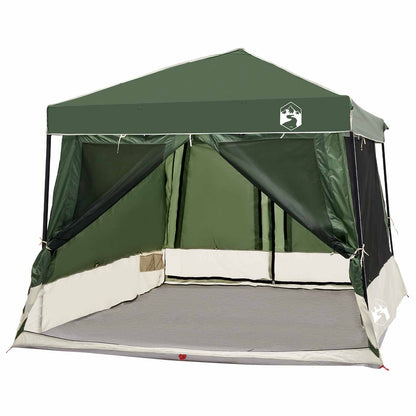 Camping Tent Set Folding 2 pcs Green Taffeta and Fabric