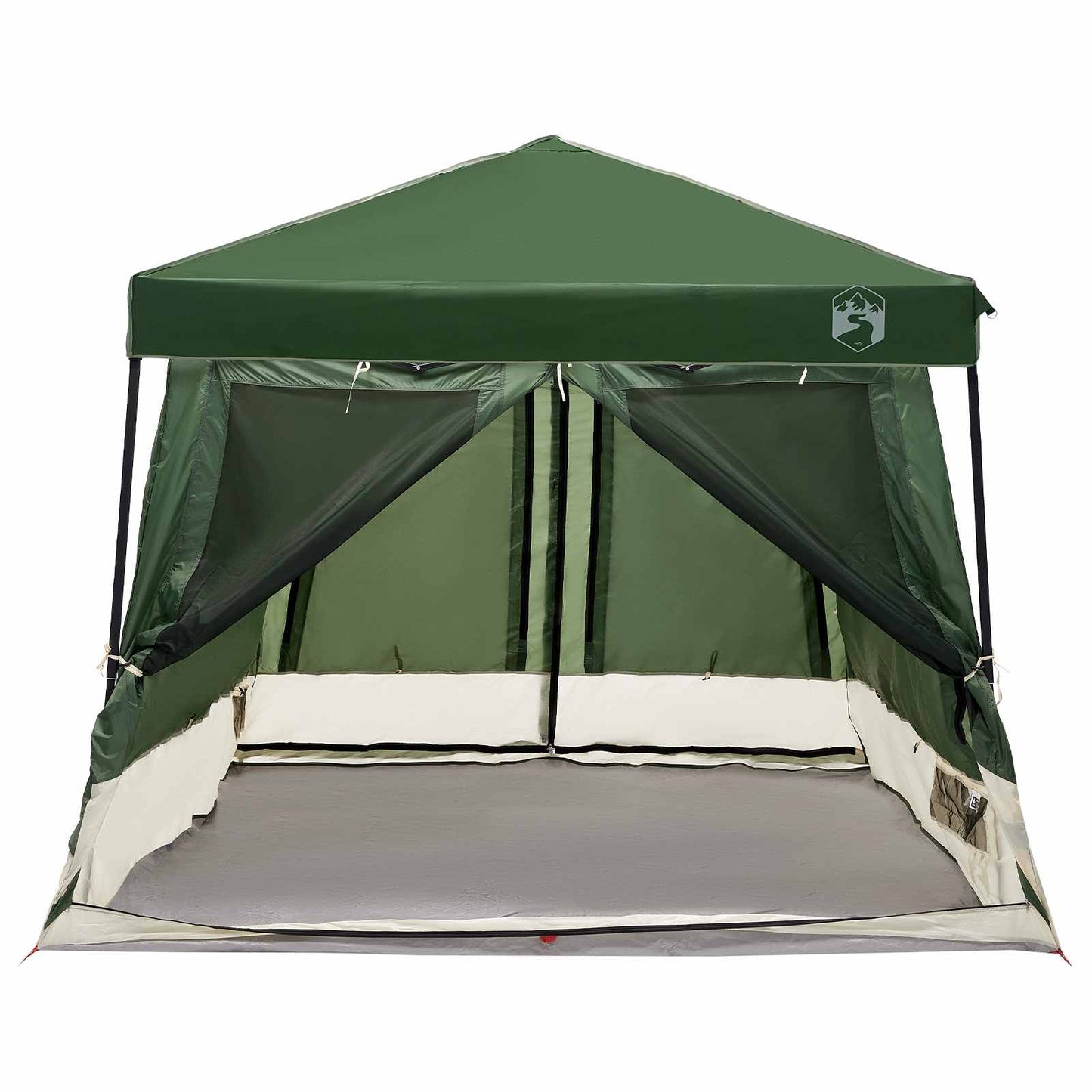 Camping Tent Set Folding 2 pcs Green Taffeta and Fabric
