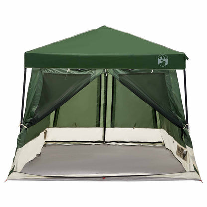 Camping Tent Set Folding 2 pcs Green Taffeta and Fabric