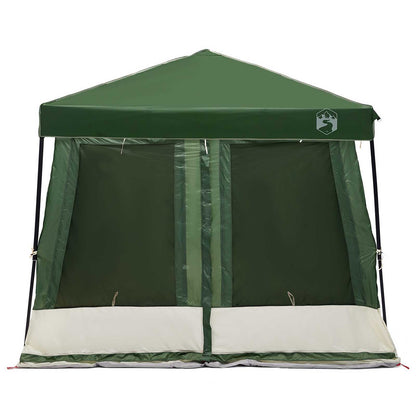 Camping Tent Set Folding 2 pcs Green Taffeta and Fabric