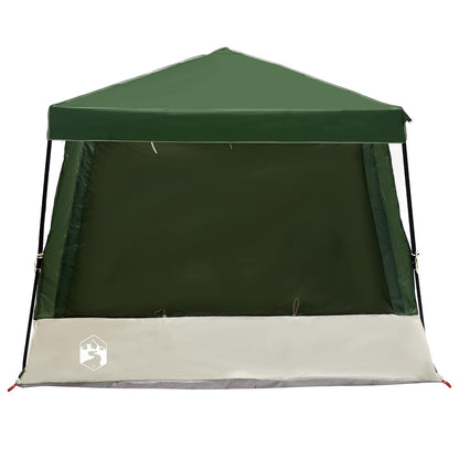 Camping Tent Set Folding 2 pcs Green Taffeta and Fabric