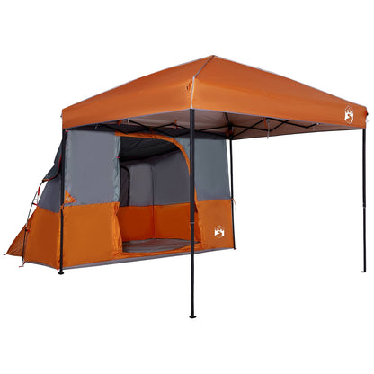 Camping Tent Set Folding 2 pcs Orange Taffeta and Fabric
