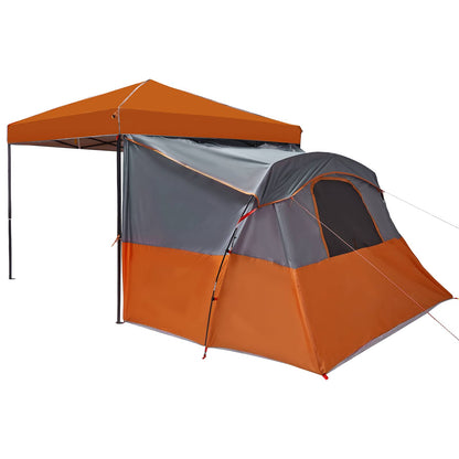Camping Tent Set Folding 2 pcs Orange Taffeta and Fabric