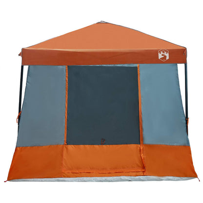 Camping Tent Set 2 pcs Grey and Orange Taffeta and Fabric