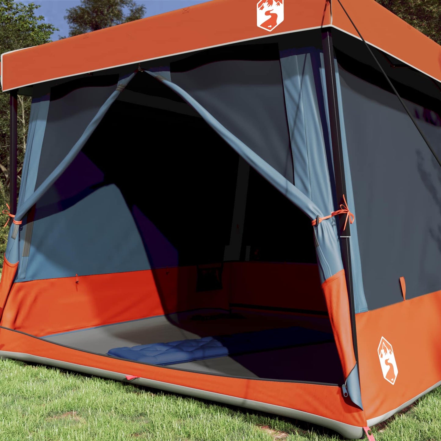 Camping Tent Set 2 pcs Grey and Orange Taffeta and Fabric