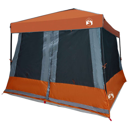Camping Tent Set 2 pcs Grey and Orange Taffeta and Fabric