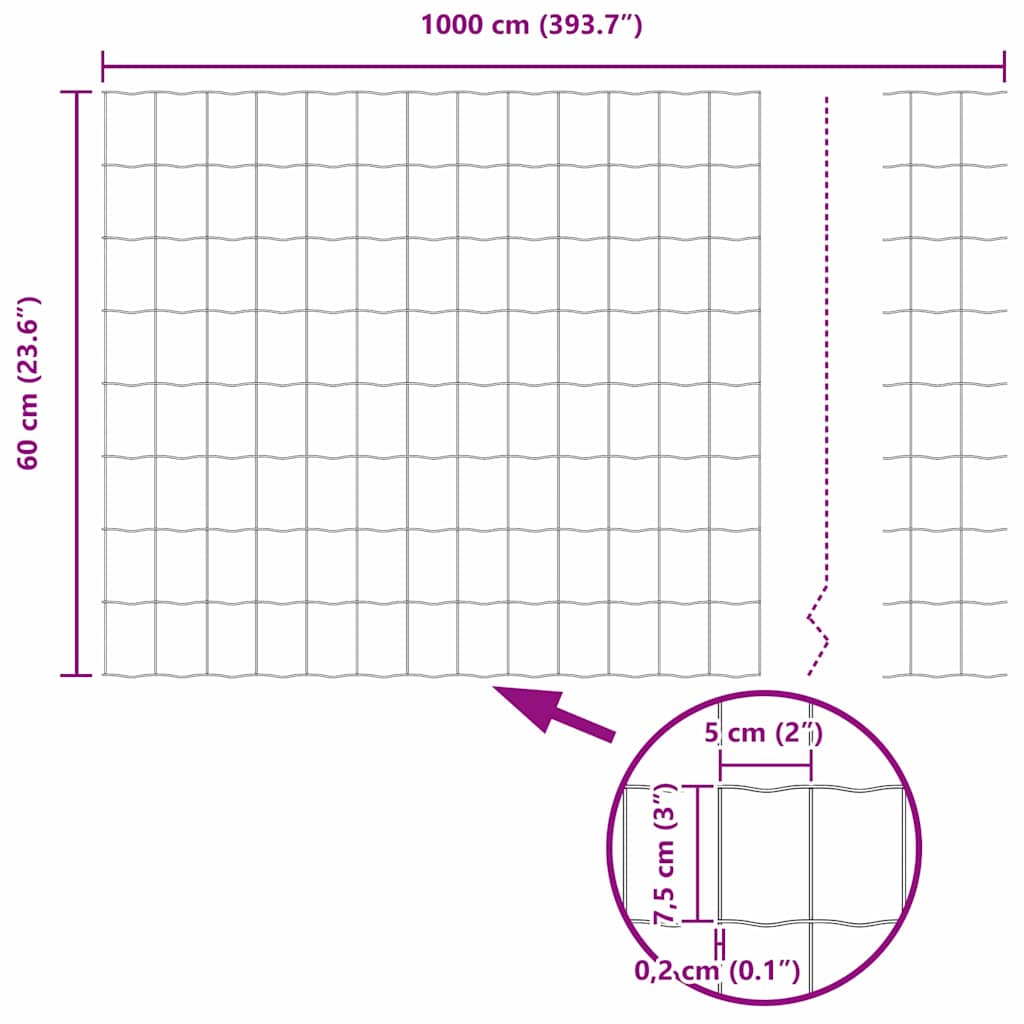 Euro Fence 0.6 x 10 m PVC-coated iron Grey