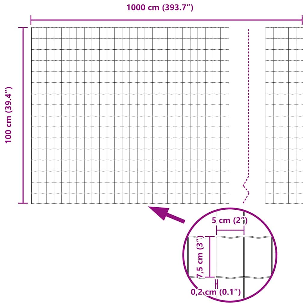 Euro Fence Grey 1 x 10 m PVC-coated iron