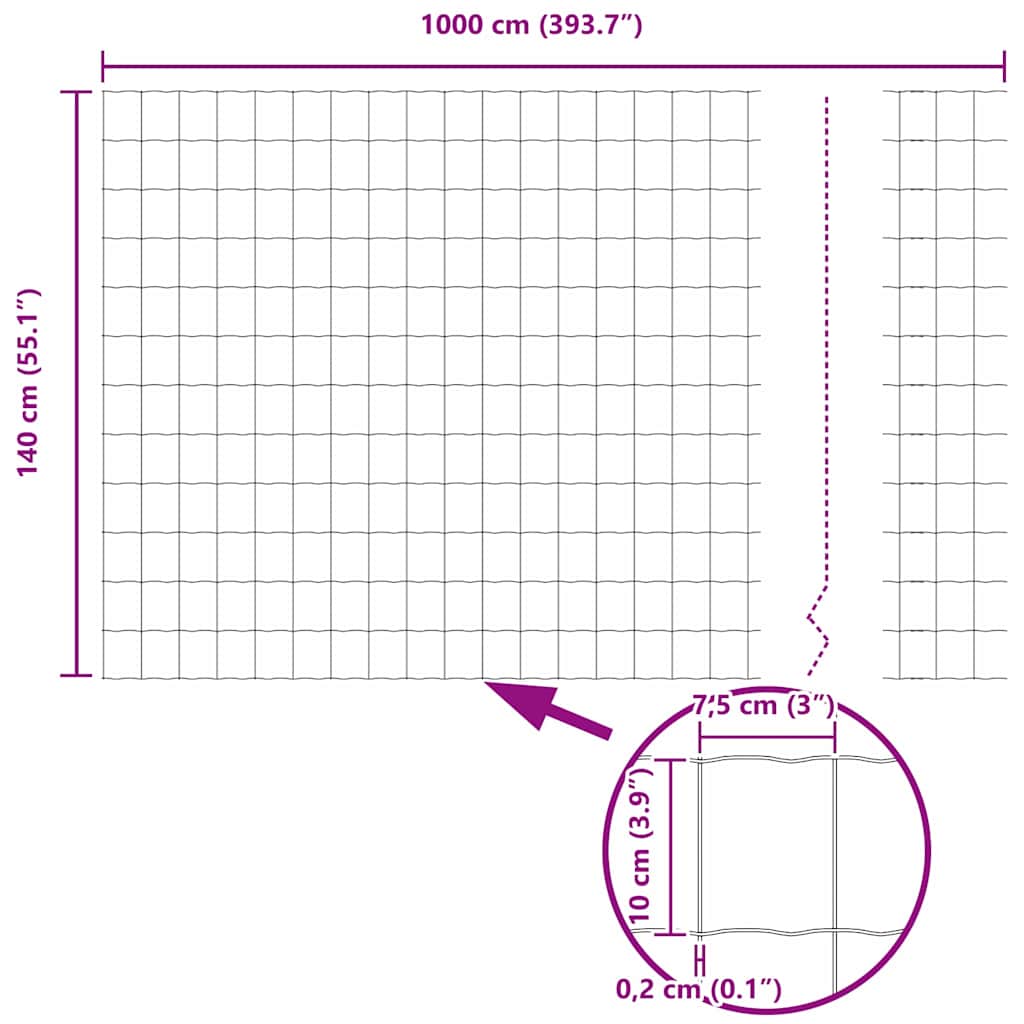 Euro Fence Grey 1.4 x 10 m PVC-coated iron