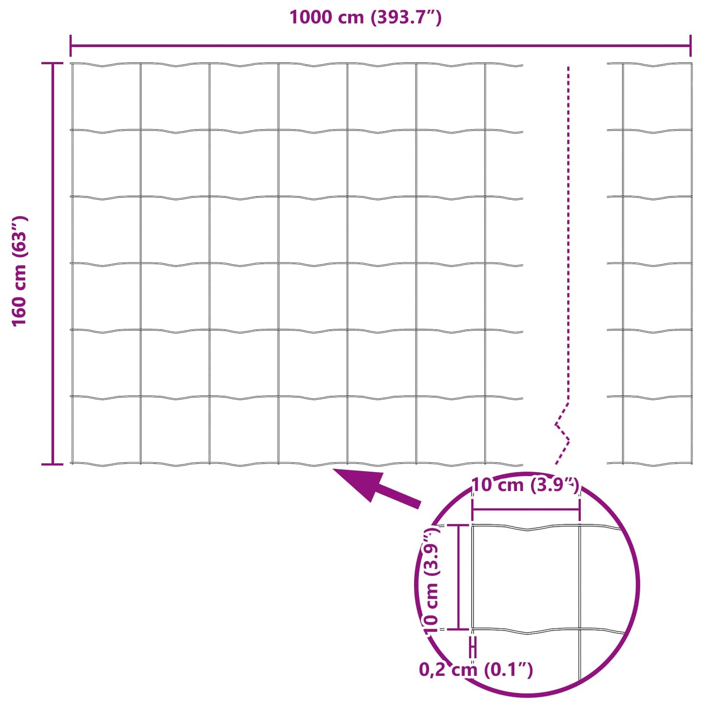 Euro Fence Grey 1.6 x 10 m PVC-coated iron