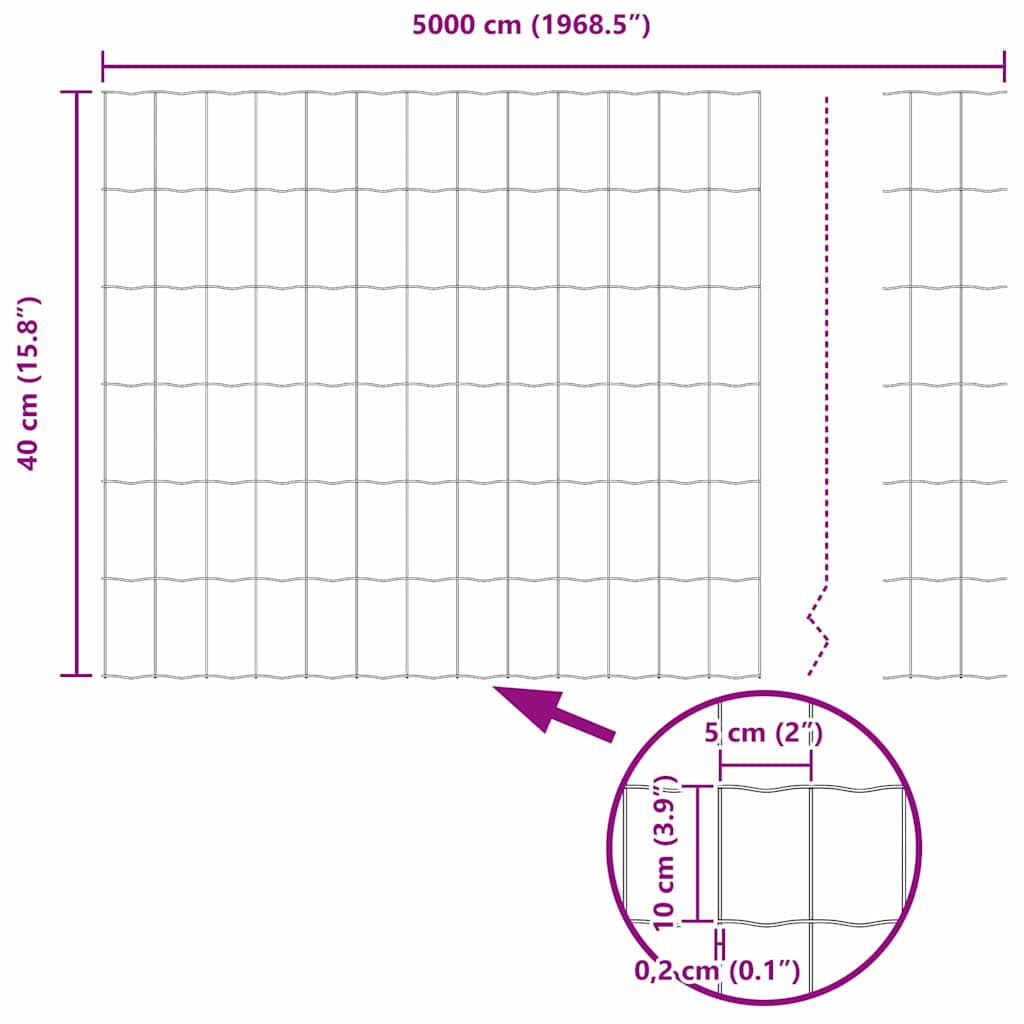 Euro Fence Grey 0.4 x 50 m PVC-coated iron