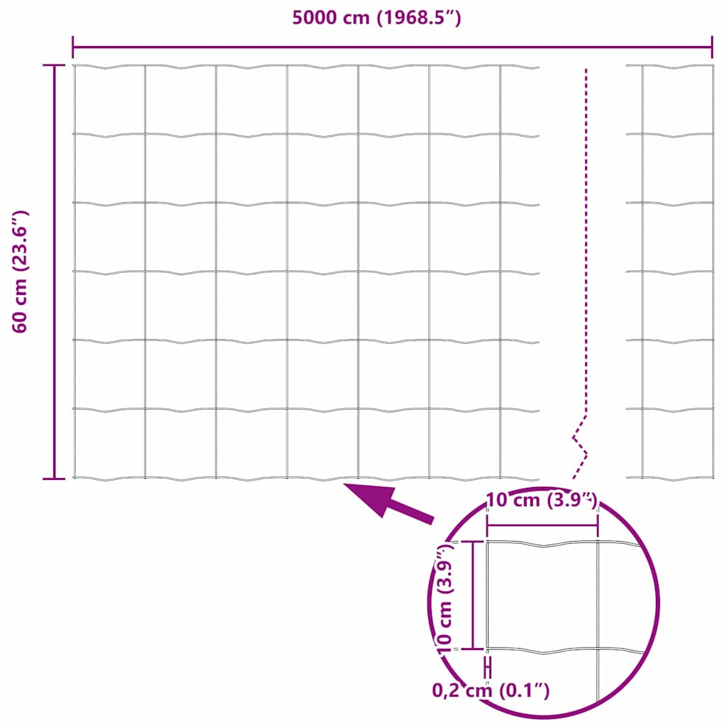 Euro Fence Grey 0.6 x 50 m PVC-coated iron