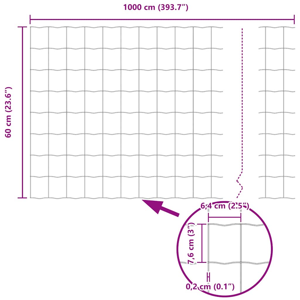 Euro Fence Grey 0.6 x 10 m PVC-coated iron