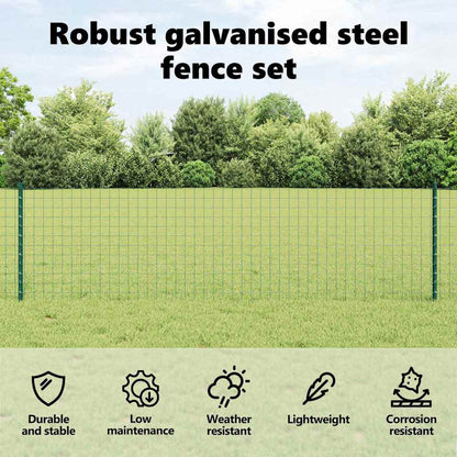 Embedded Fence Post 22 pcs Green 100 cm Powder-Coated Steel