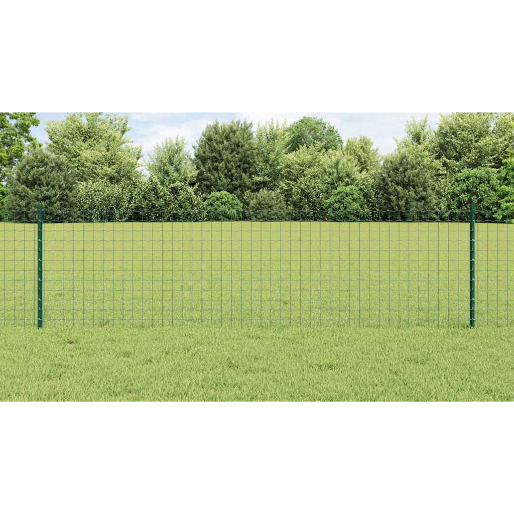 Embedded Fence Post 44 pcs Green 100 cm Powder-Coated Steel