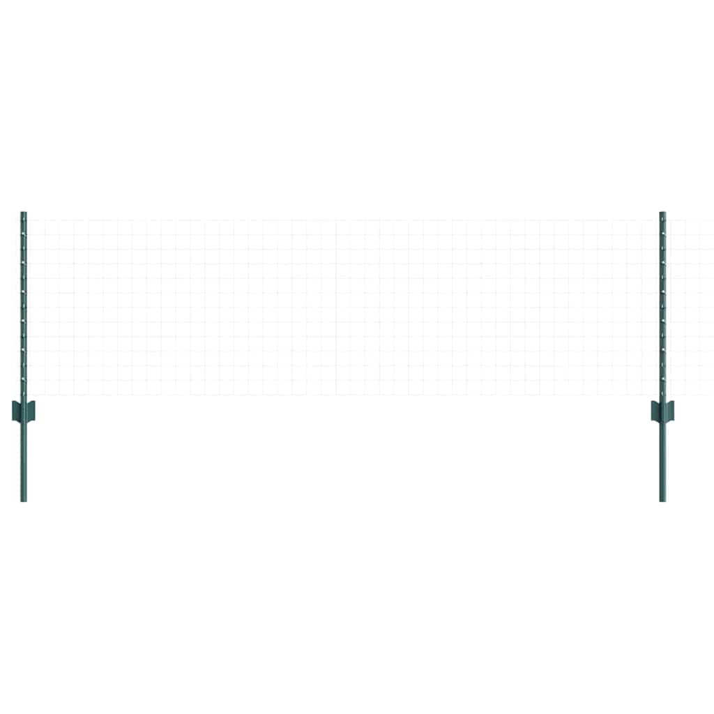 Embedded Fence Post 44 pcs Green 100 cm Powder-Coated Steel