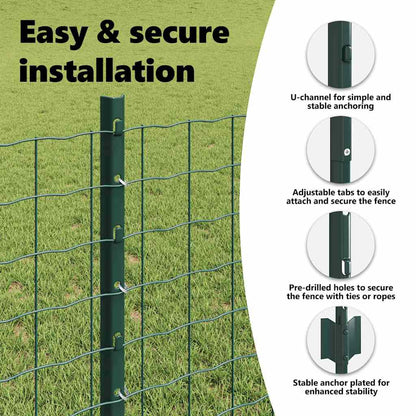 Embedded Fence Post 22 pcs Green 120 cm Powder-Coated Steel