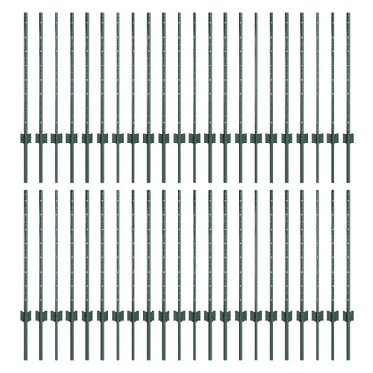 Embedded Fence Post 44 pcs Green 120 cm Powder-Coated Steel