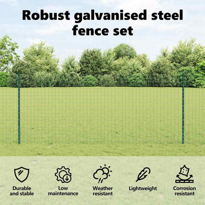 Embedded Fence Post 22 pcs Green 140 cm Powder-Coated Steel