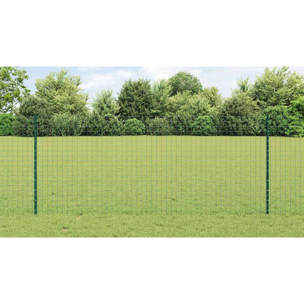Embedded Fence Post 44 pcs Green 140 cm Powder-Coated Steel