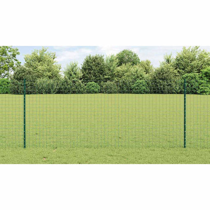 Embedded Fence Post 44 pcs Green 140 cm Powder-Coated Steel