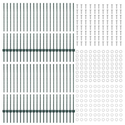 Embedded Fence Post 44 pcs Green 140 cm Powder-Coated Steel