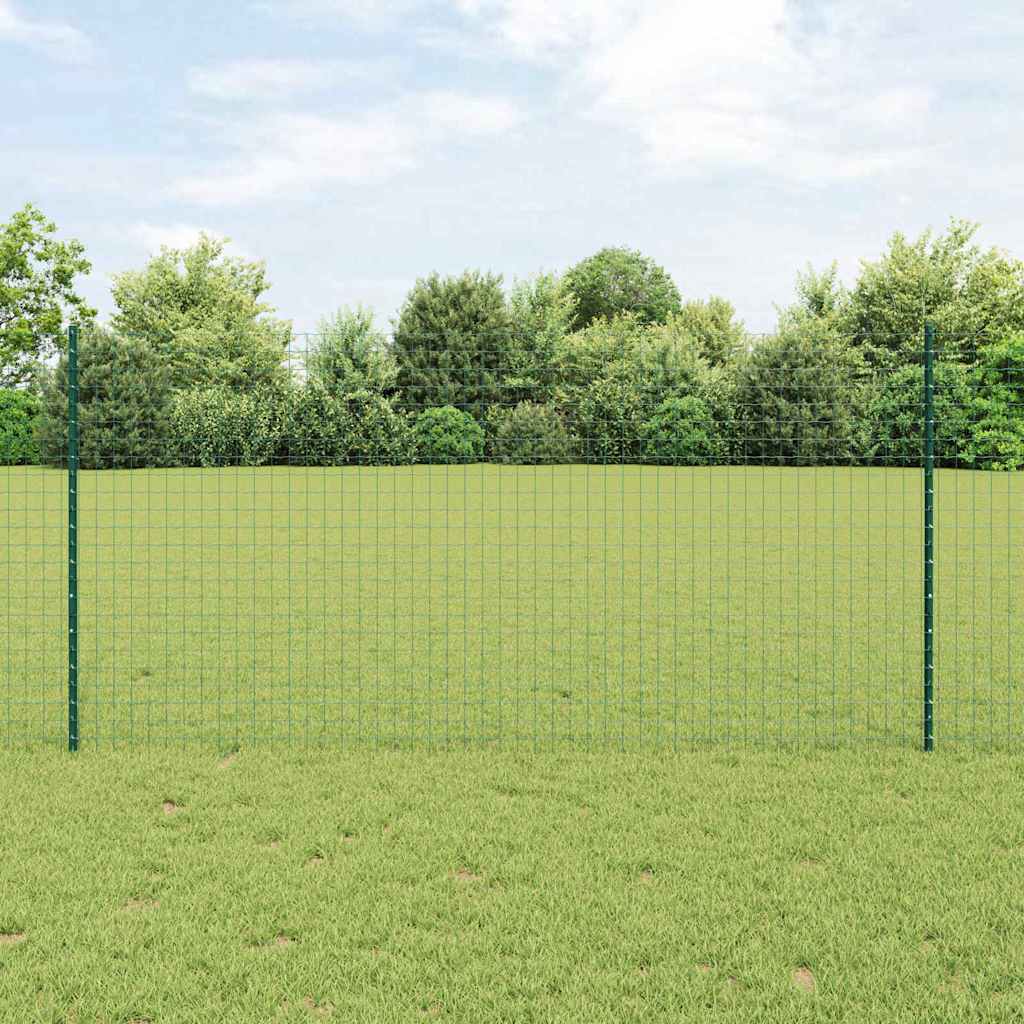 Embedded Fence Post 22 pcs Green 160 cm Powder-Coated Steel
