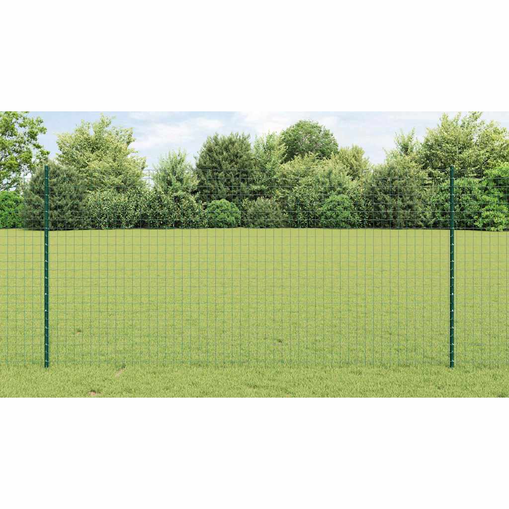 Embedded Fence Post 44 pcs Green 160 cm Powder-Coated Steel