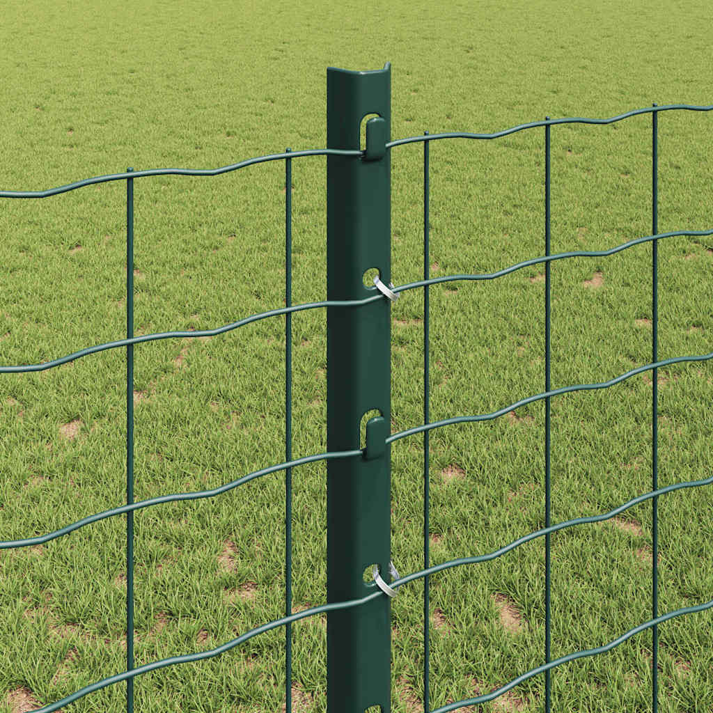 Embedded Fence Post 44 pcs Green 160 cm Powder-Coated Steel