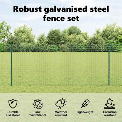 Embedded Fence Post 44 pcs Green 160 cm Powder-Coated Steel