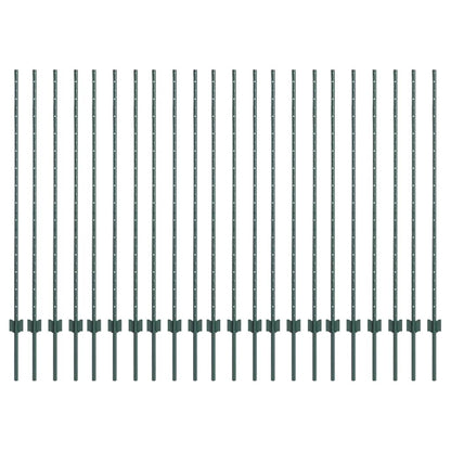 Fence Post 22 pcs Green 180 cm Steel