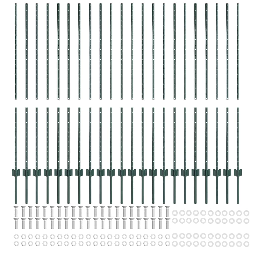 Fence Post 22 pcs Green 180 cm Steel