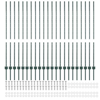 Fence Post 22 pcs Green 180 cm Steel