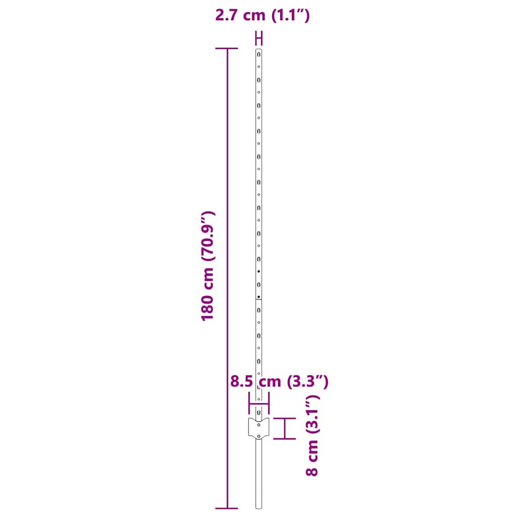 Fence Post 22 pcs Green 180 cm Steel