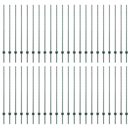 Embedded Fence Post 44 pcs Green 180 cm Powder-Coated Steel